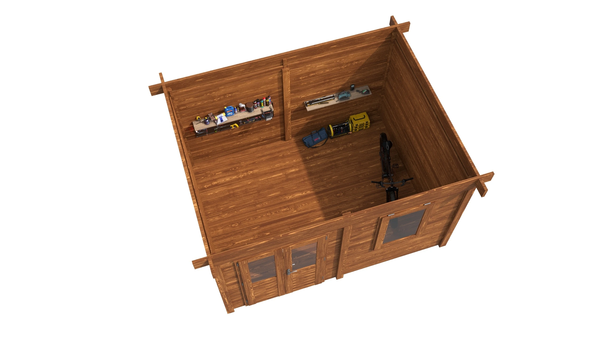 Lugarde Outdoor-Haus Postdam Grundriss günstig kaufen Lugarde Select Modern Postdam 388 x 300 cm Grundriss in warmem Braunton, jetzt preiswert bestellen